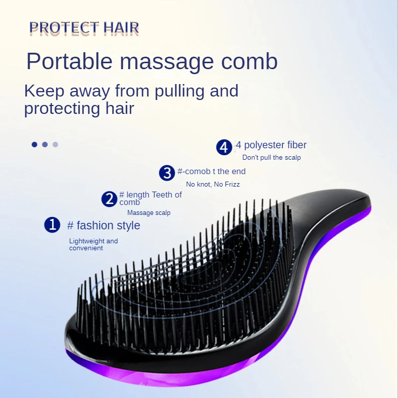 Detangle Hair Easily & Massage Your Scalp with Anti-Static Wave Detangling Hair Brush - Perfect for Home, Travel & Salon!