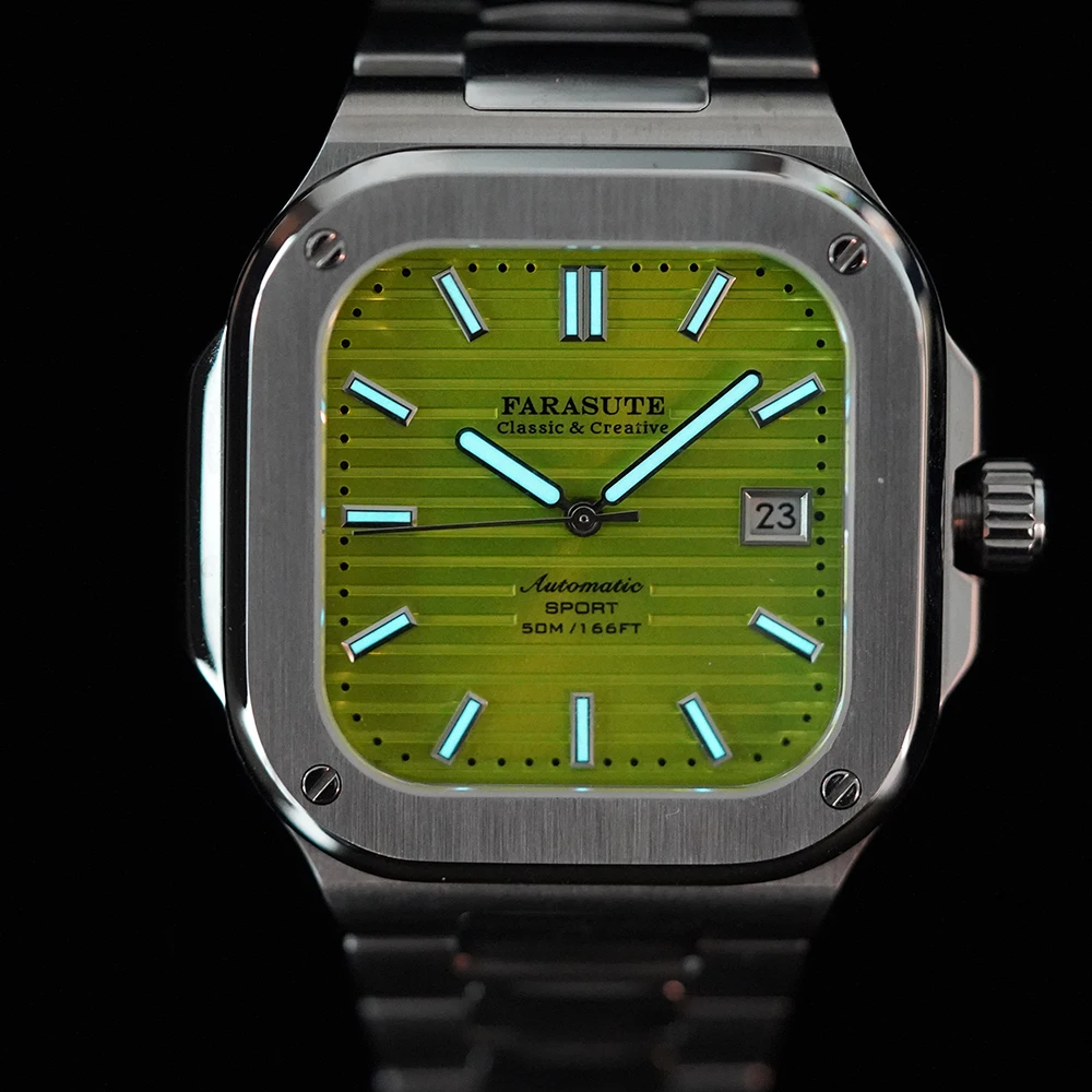 

FARASUTE Miyota9019 Automatic Mechanical Movement Watch Men Swiss Super Luminous Date Waterproof 904L Stainless Steel Wristwatch