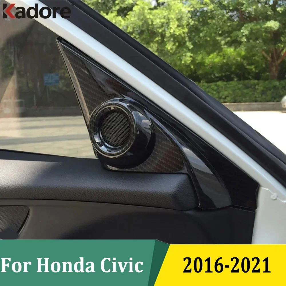 

Для Honda Civic 2016-2019 2020 2021 седан, внутреннее окно, стойка, треугольная рамка для аудиодинамиков, накладки, автомобильные аксессуары