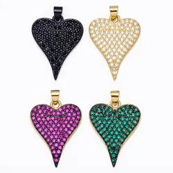 OCESRIO Large Enamel Heart Pendant for Necklace Cubic Zirconia  Copper Gold Plated Accessories for Jewelry Making pdta692