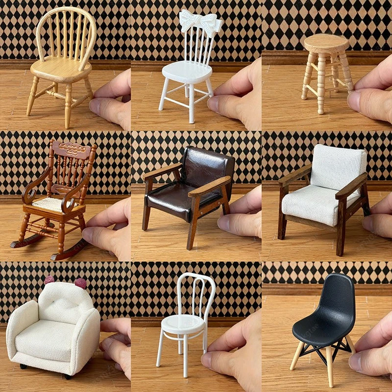 Sugar strip 12 points baby house scene furniture stool chair OB11 baby with clay man bjd ornament 1:12 doll