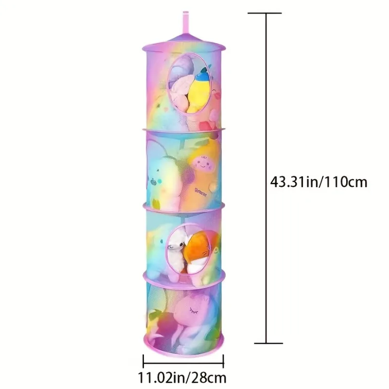 1pc カラフルな 4 層折りたたみ式収納ハンモック - 省スペースの家庭用および旅行用ディスプレイネットワーク、アートストレージコンテナ