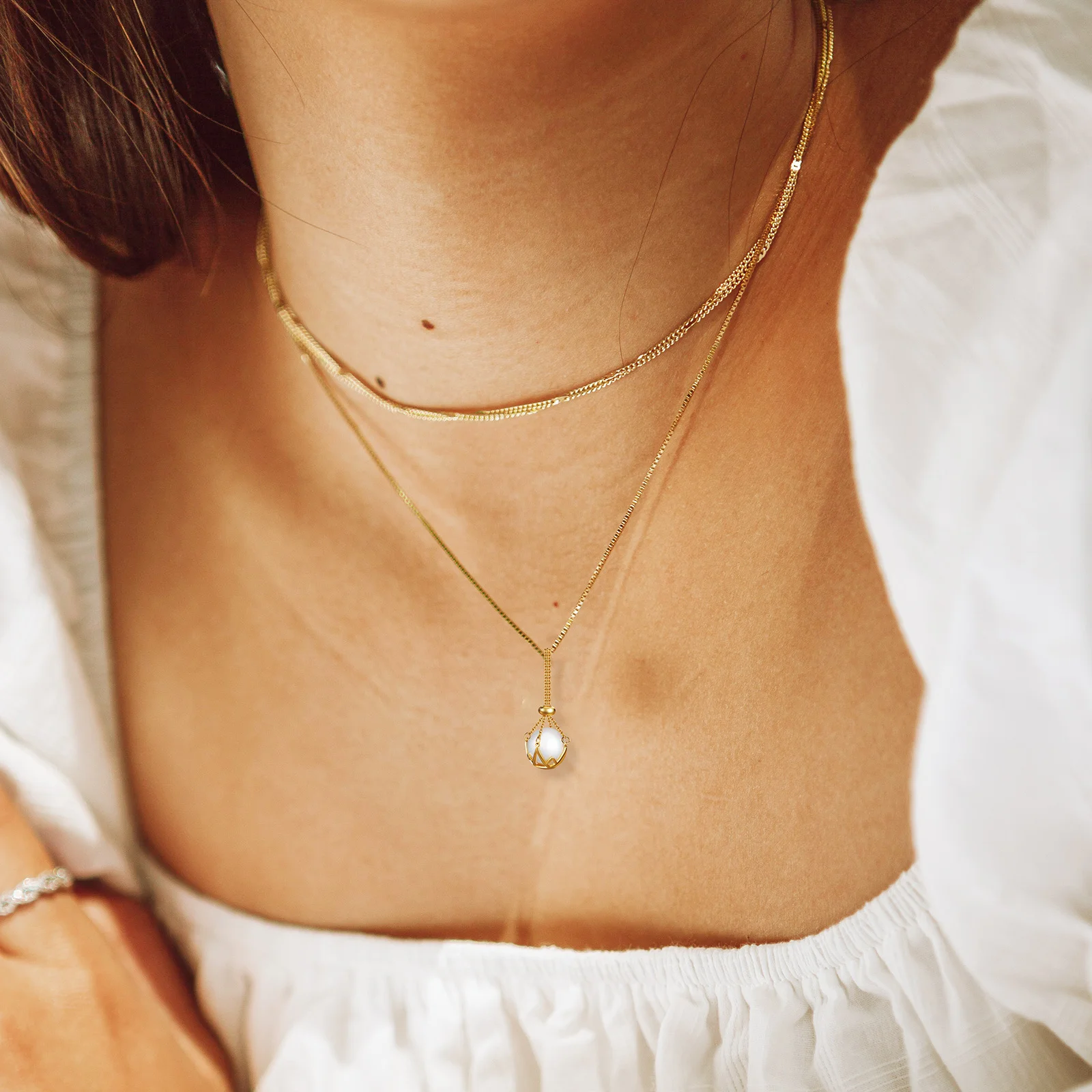 

2 pcs Stone Necklaces Hollow Diy Pendant For Women Jewelry Making Crystal Holder Necklace Elegant Holder Lightweight Chain