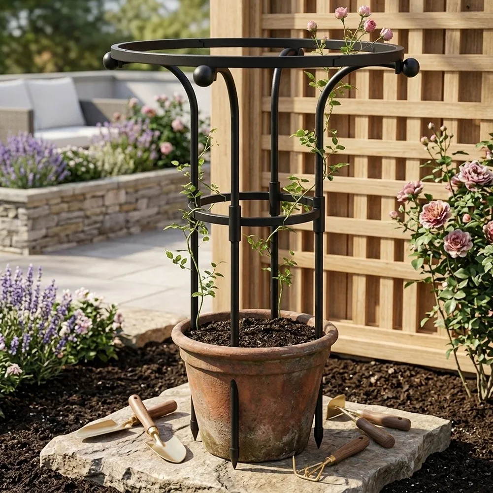 Metal Garden Trellis for Climbing Plants Vertical Obelisk Shape Support for Indoor and Outdoor Gardening Spaces