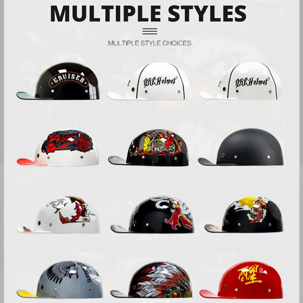 Half Helmet Retro Motorcycle Helmet Men Women Baseball Cap Riding Racing Moto Helmets DOT Certification Protection Cap Vintage