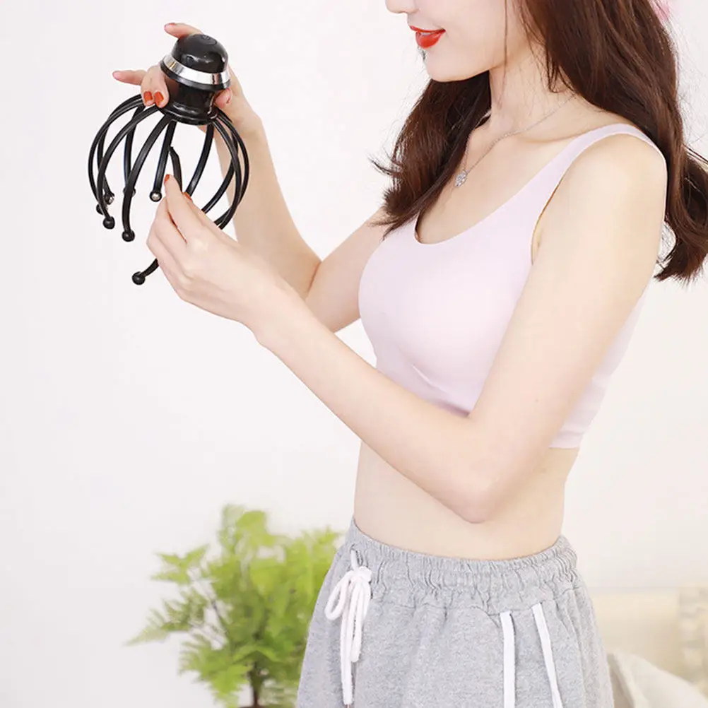 

1 шт. Электрический массажер для головы с вращающимися стальными шариками и вибрацией для улучшения кровообращения, съемные массажные когти для кожи головы