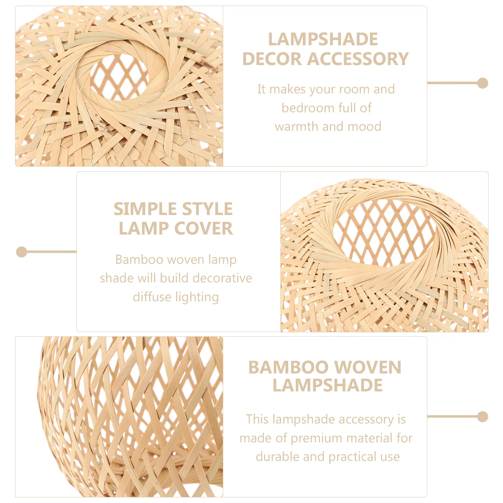 

Bamboo Woven Lampshade Exquisite Premium Material Decorative Stylish Simple Color Matching Warm Atmosphere Easy Install Remove