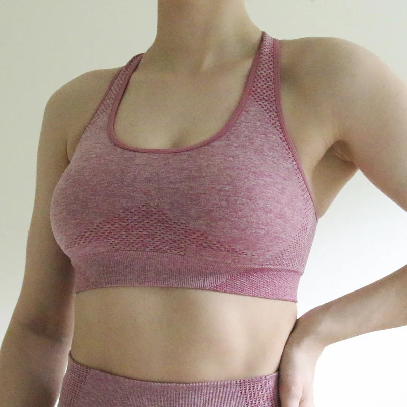 Nepoagym Women Seamless Sport Bra Racerback Push Up Workout Bra for Yoga Running Breathable Wireless