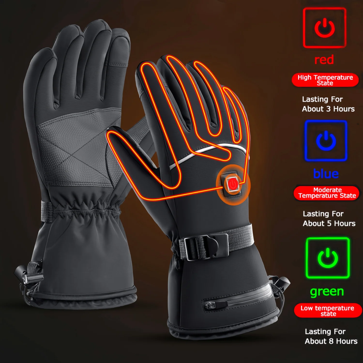 

Heated Ski Snowmobile Motorcycle Winter Warm Heating Rainproof Thermal For Hiking Cycling