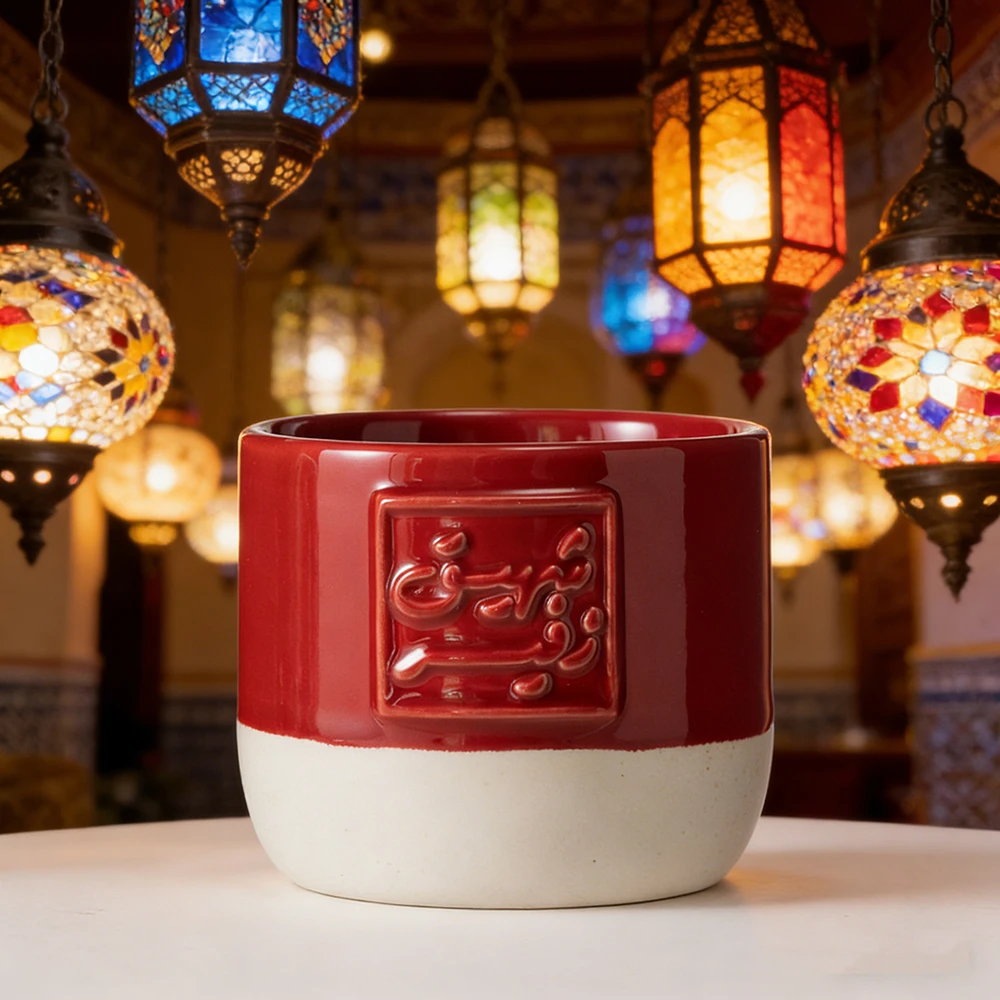 Einfache Stil Keramik Kaffeetasse Nahen Osten Ramadan Arabische Segen Geprägte Kaffeetasse Teetassen Ramadan Kreatives Geschenk