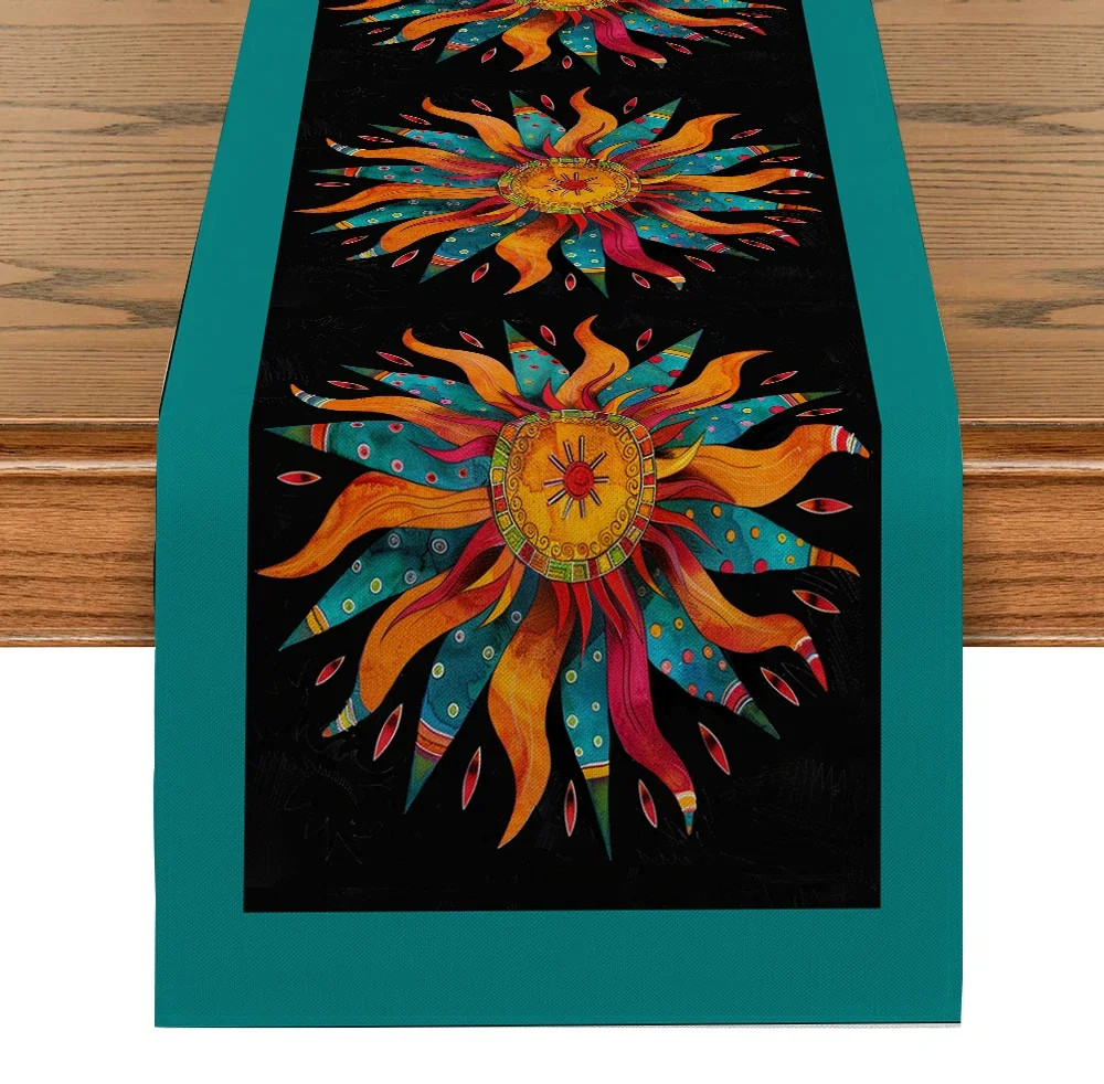 Mexican May Five Table Runners Ethnic Style Abstract Sun Kitchen Table Decoration Indoor Outdoor Home Party Decoration