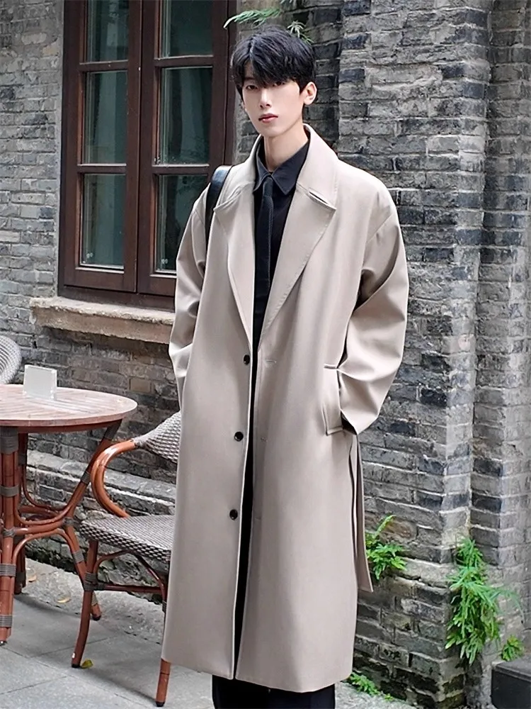 

Роскошное корейское мужское пальто средней длины в британском стиле, осенне-зимняя модная элегантная куртка с капюшоном в школьном стиле, верхняя одежда