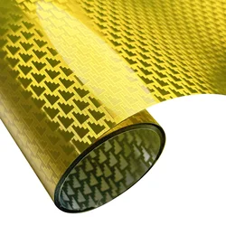 High Glossy Gold Aircraft Pattern Plated Carbon Fiber Film Car Wrap Vinyl Sticker for Car Tuning Color Stickers Adhesive Decal