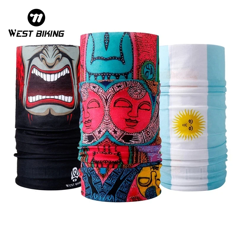 WEST BIKING Bike Face Mask Motorcycle Half Face Cycling Cover Mask Breathable Bicycle Polyetser Bandanas Scarf Headband For Bike