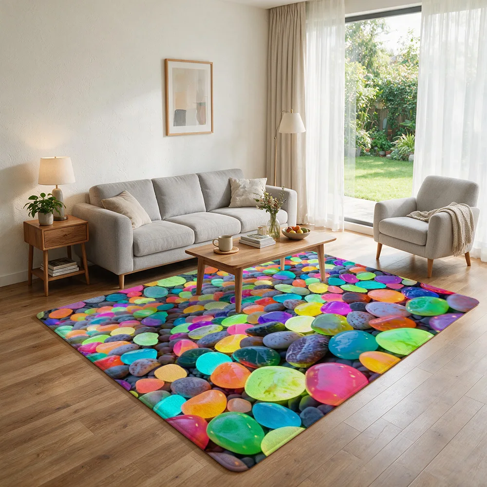 Vibrant Luminous Stone Flannel Non-Slip Floor Mat Soft Plush Rug Water Absorbent Bathroom Rug Indoor Entryway Carpet Bedside
