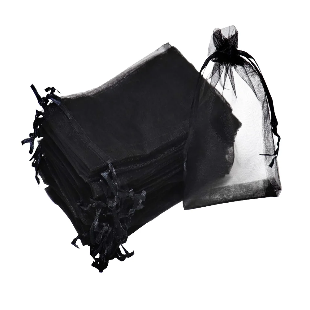 

100pcs Jewelry Bag Drawstring Pocket Lightweight Portable Storage Pouch Gauze Candy Goody Bag for Gift Decoration Daily Use