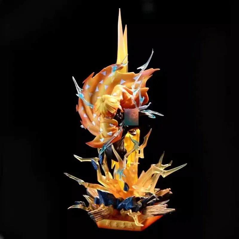 

Generic 35cm Demon Slayer Zenitsu Thunderclap And Flash Light-up Anime Figure Statue Home Desktop Decoration For Anime Fans