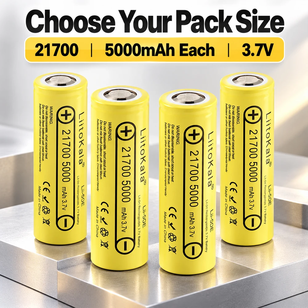 Akumulator LiitoKala Lii-50E 3.7V 21700 5000mAh, ładowalny, o wysokiej mocy rozładowania 5C, do urządzeń elektronicznych i latarek. — zdjęcie produktu 6