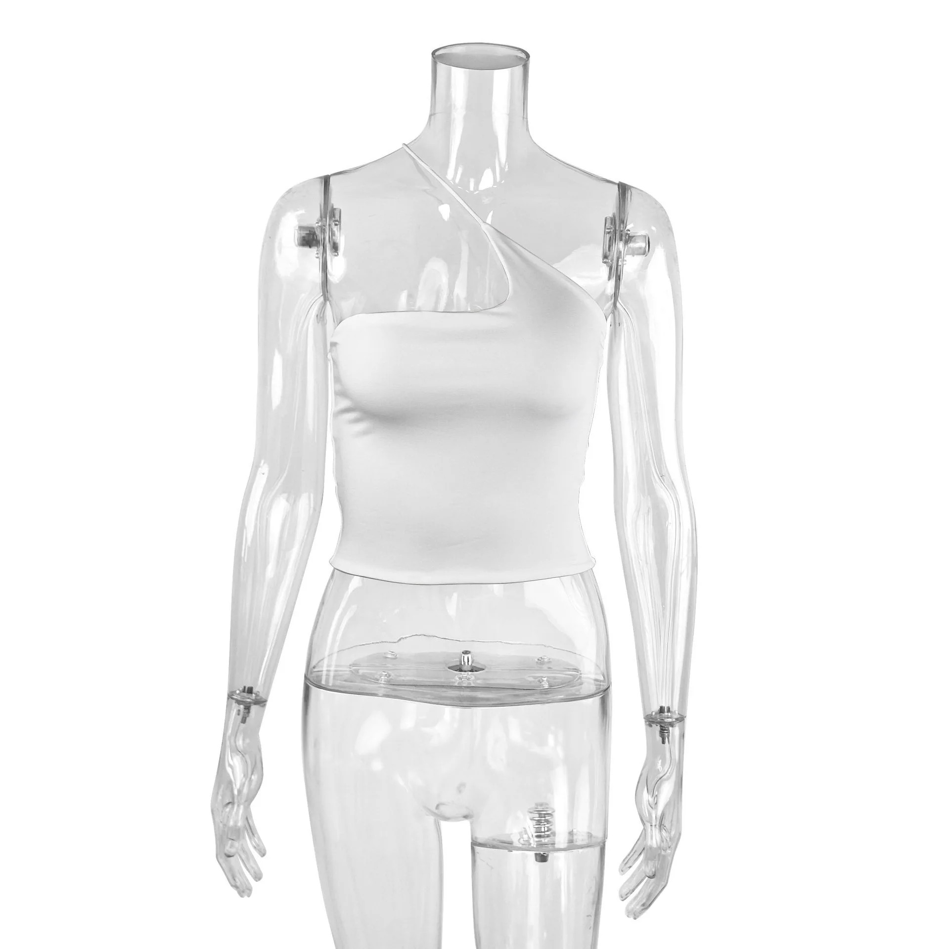 نمط مثير واحد الكتف عبر الرقبة خارج على الكتف أعلى الصيف الساخن بيع عبر الحدود المرأة تي شيرت أسفل راجلان كم أعلى #4