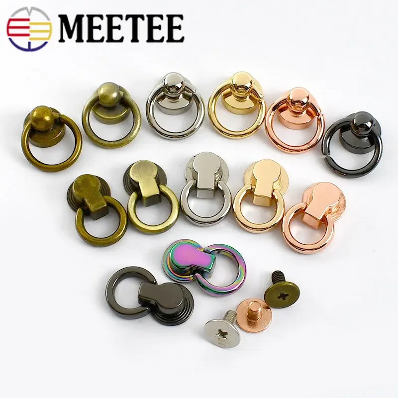 Meetee 5/10/20pcs 10mm Metal Bags Rivet Nail Buckle Swivel Screw Studs Button Handbag Chain Hanger Leather Craft Accessories