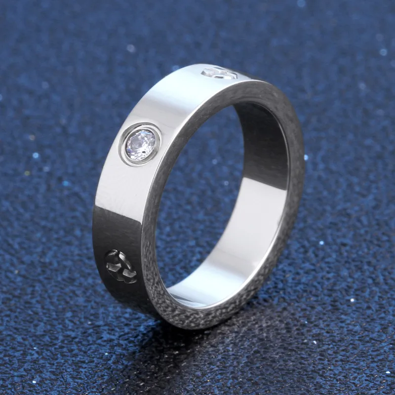 Klassische Design Edlen Schmuck Titan Stahl Zirkon Luxus Ringe für Frau Glanz Urlaub Partei Täglichen Geschenke Einfache Ring