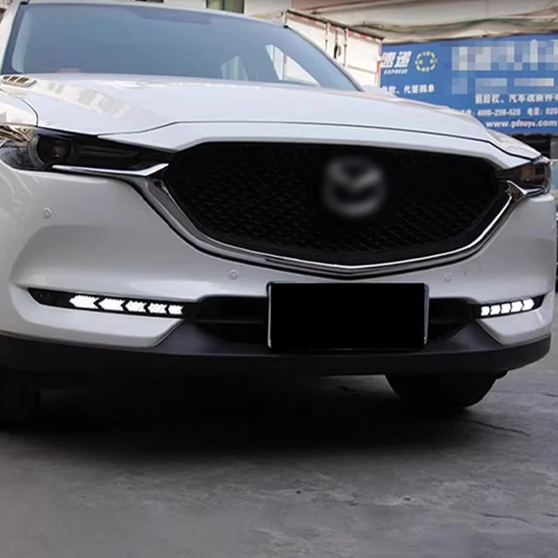 TYPY 2 قطعة LED أضواء النهار الجري لمازدا cx-5 cx5 cx 5 2017 2018 2019 2020 2021 مصباح الضباب DRL مع إشارة بدوره ليلة الأزرق
