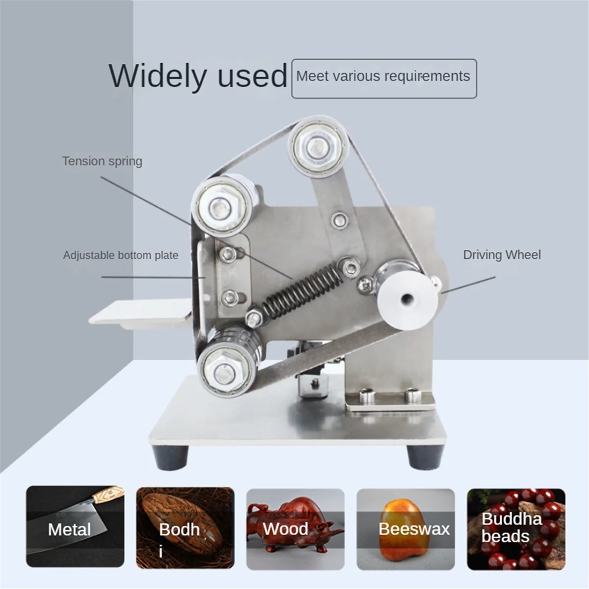 US Plug, Mini Belt Sander Electric Sanding Polishing Grinding Machine 7 Variable Speed for Polishing Wood Accessories