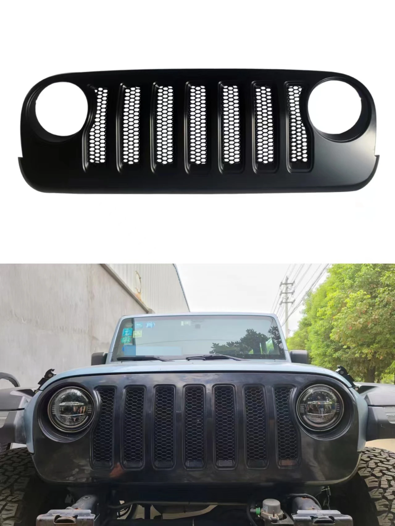 

J373 Grille for Jeep Wrangler JK Grill ABS Change JK to JL 2007-2017 Front Face Knet LANTSUN