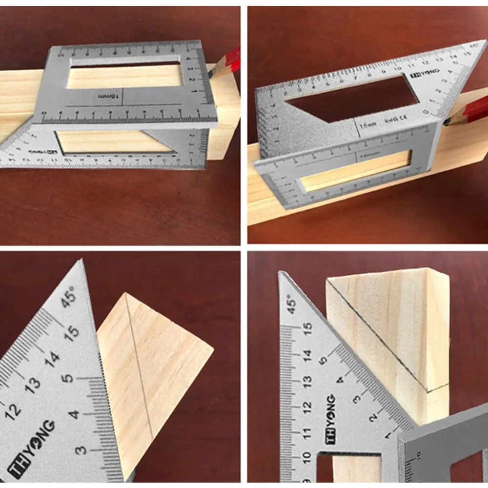 Linijka do obróbki drewna typu T, wielofunkcyjna linijka do pomiaru 45 90 stopni narzędzie pomiarowe do pomiaru linii znaku skryby stolarskiej