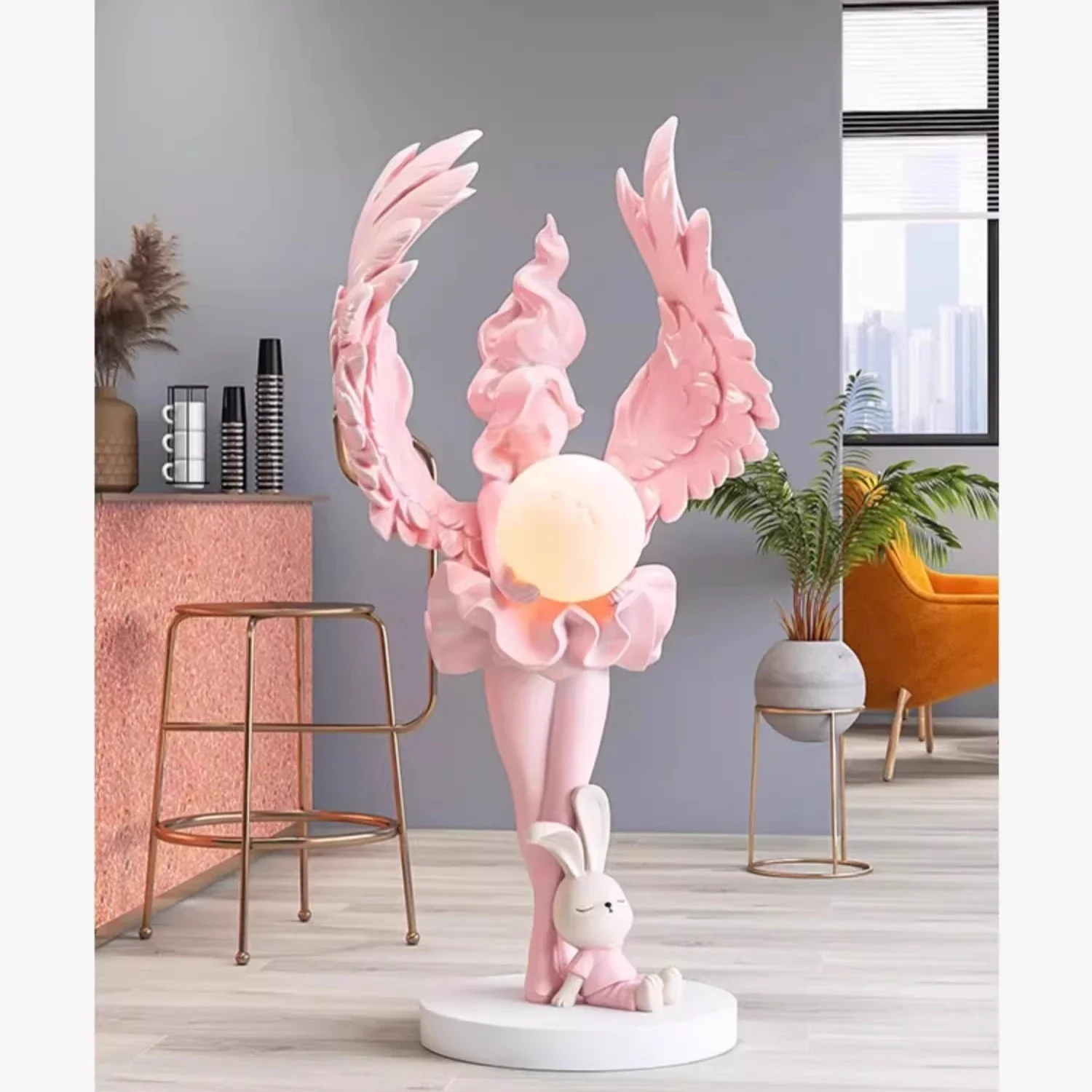 

Angel girl large floor ornaments, home accessories, living room TV cabinet side lamp sculpture