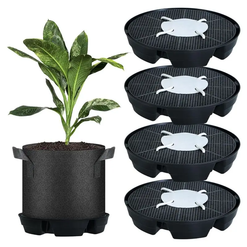 

A24F-4 Pcs Self-Watering Plant Saucers For Indoors, Plastic Plant Saucer Stand Auto Watering System Fabric Pot Base