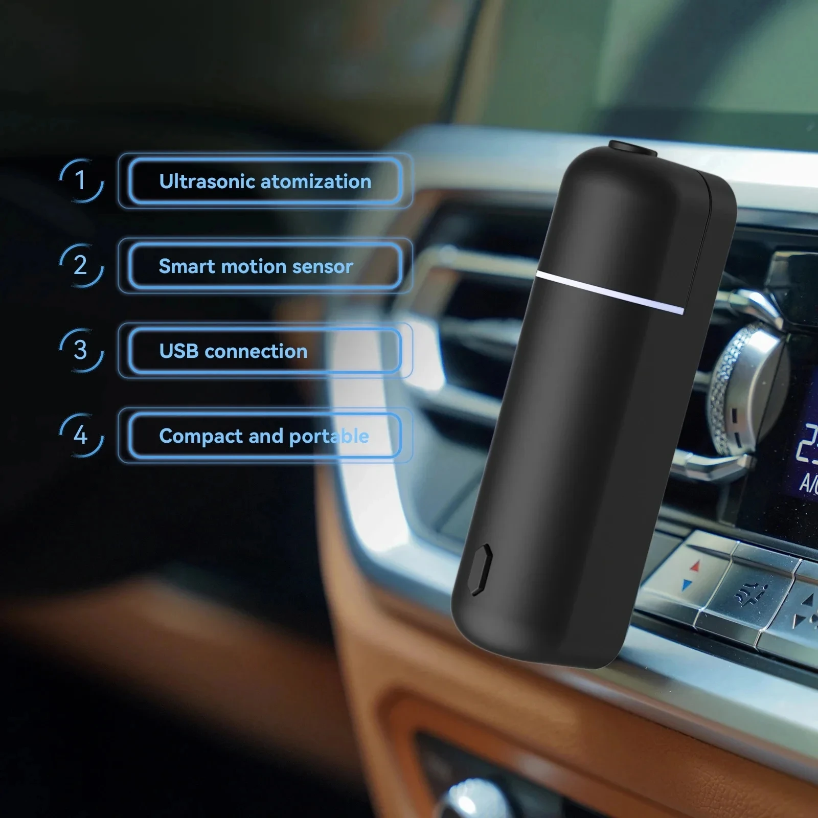 Essential Oil Diffuser With 6 Refill Scents Smart Flavoring For Car Air Freshener Fragrance Diffuser Vent Clip USB Scent Machine