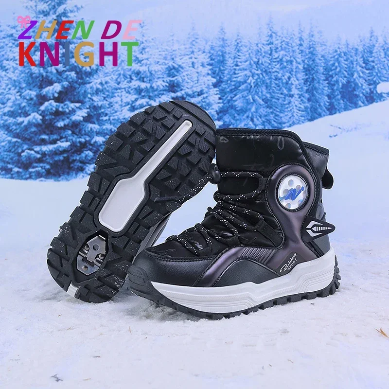 Hot Sell Girls Boots Fashion Sneakers Winter Kids Warm Snow Boots Sport Fashion Leather Shoes Children Snow Boots For Boys