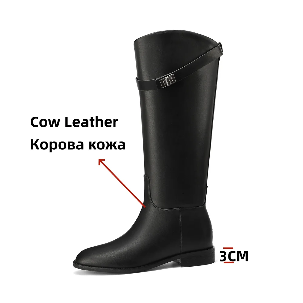 FEDONAS Ins Fashion Women Knee High Boots Genuine Leather Thick High Heels Long Motorcycle Boots Female High Warm Knight Boots