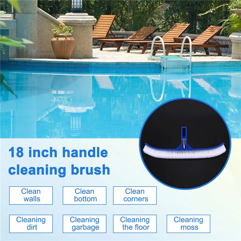 

18 Inch Blue Swimming Pool Brush Handle Clean Brush Pool Wall Brush Swimming Cleaning Tools Cleaning Equipment CNIM Hot
