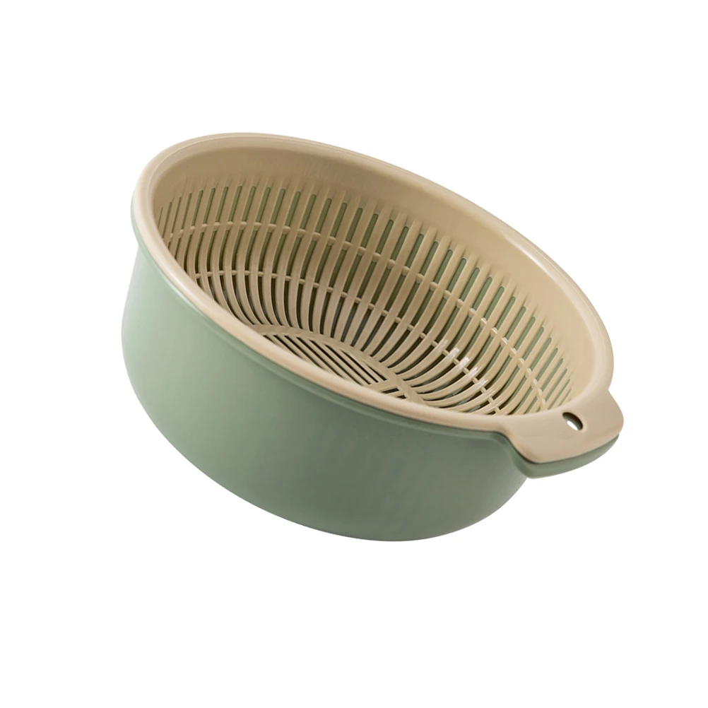 

1pc Plastic Draining Basket Multifunctional Double Layer Fruit Vegetable Wash Filter Storage Container Rotatable Mesh Hole