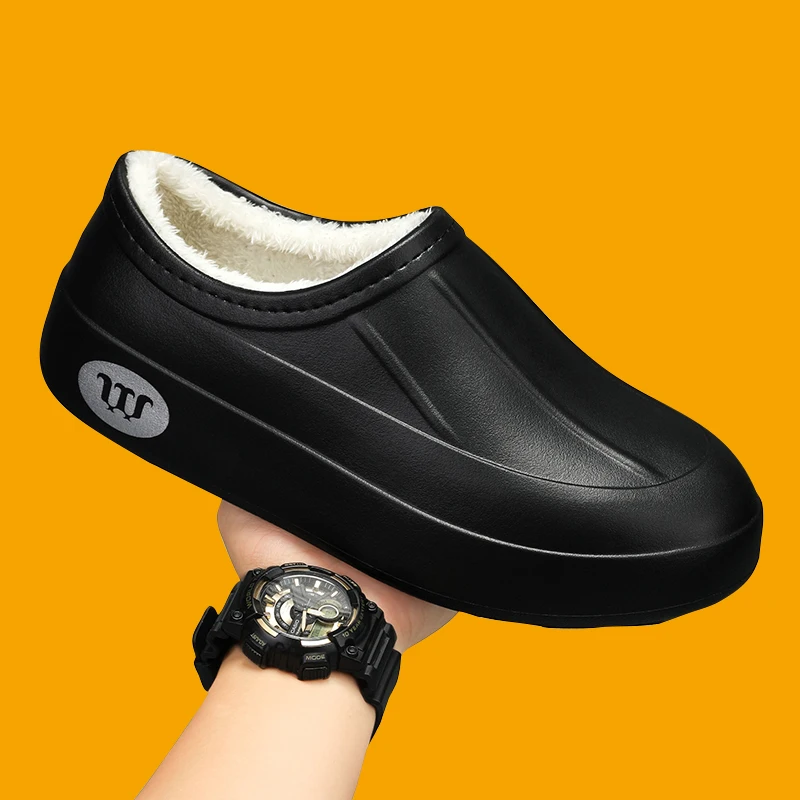 

Winter Eva Warm Men Cotton Shoes Waterproof Non-slip Chef Shoes Work Shoes Outdoor Casual Shoes Women Plush Indoor Home Shoes