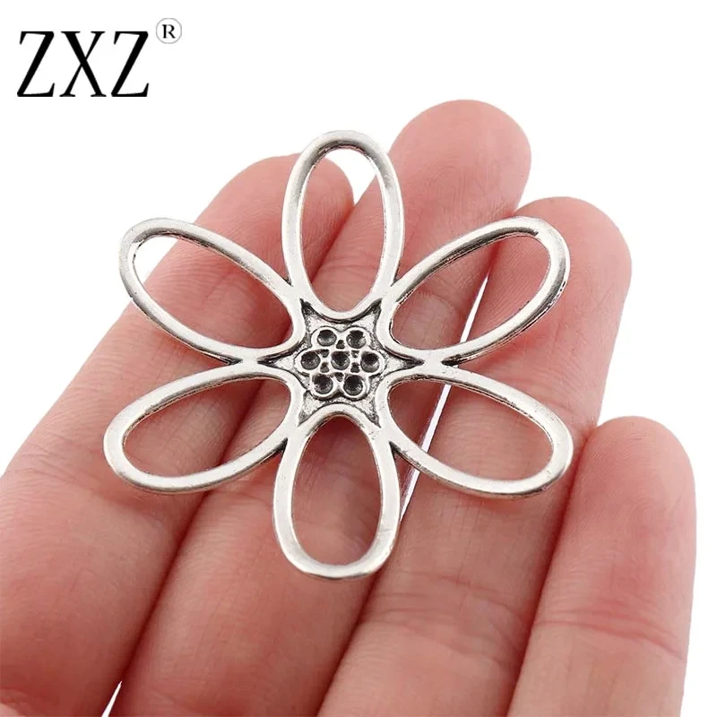 20pcs Vintage Mixed Flower Porous Connectors Silver Charms Pendants For DIY Jewellery Necklace Earrings Making Finding Crafts