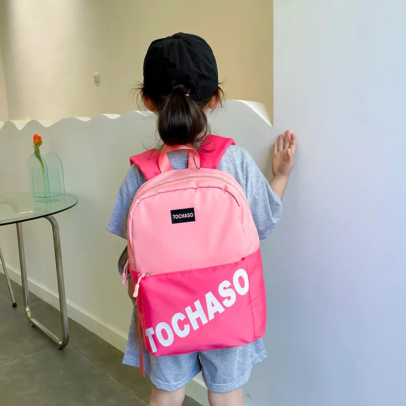 

INS New Kindergarten Schoolbags 2023 Fashion New Contrast Leisure English Letter Girls' Primary School Children's Backpacks