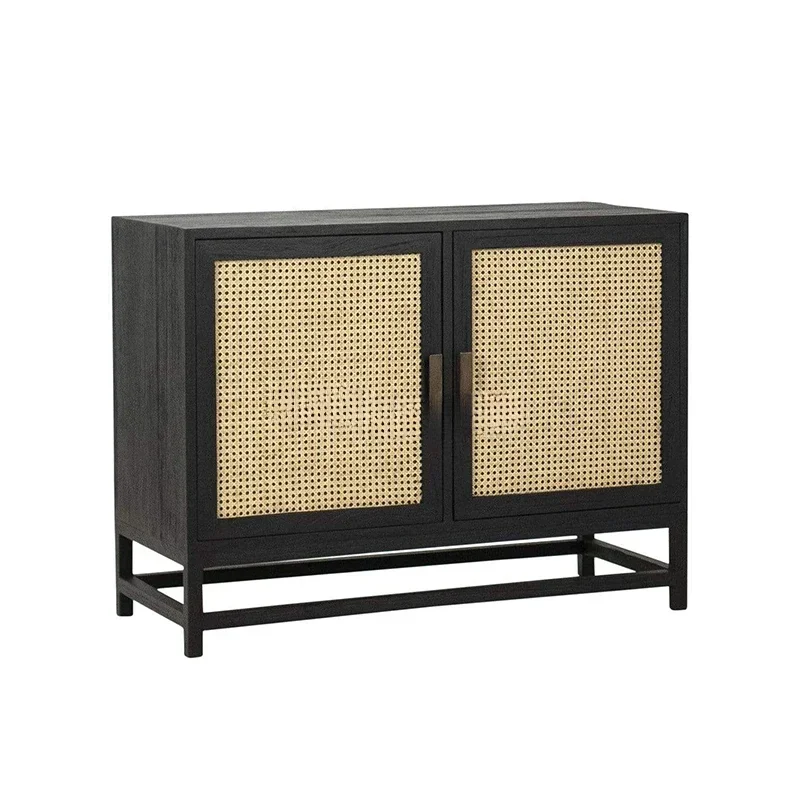 S New Chinese Style Solid Wood Rattan Sideboard Cabinet Simple Home Locker