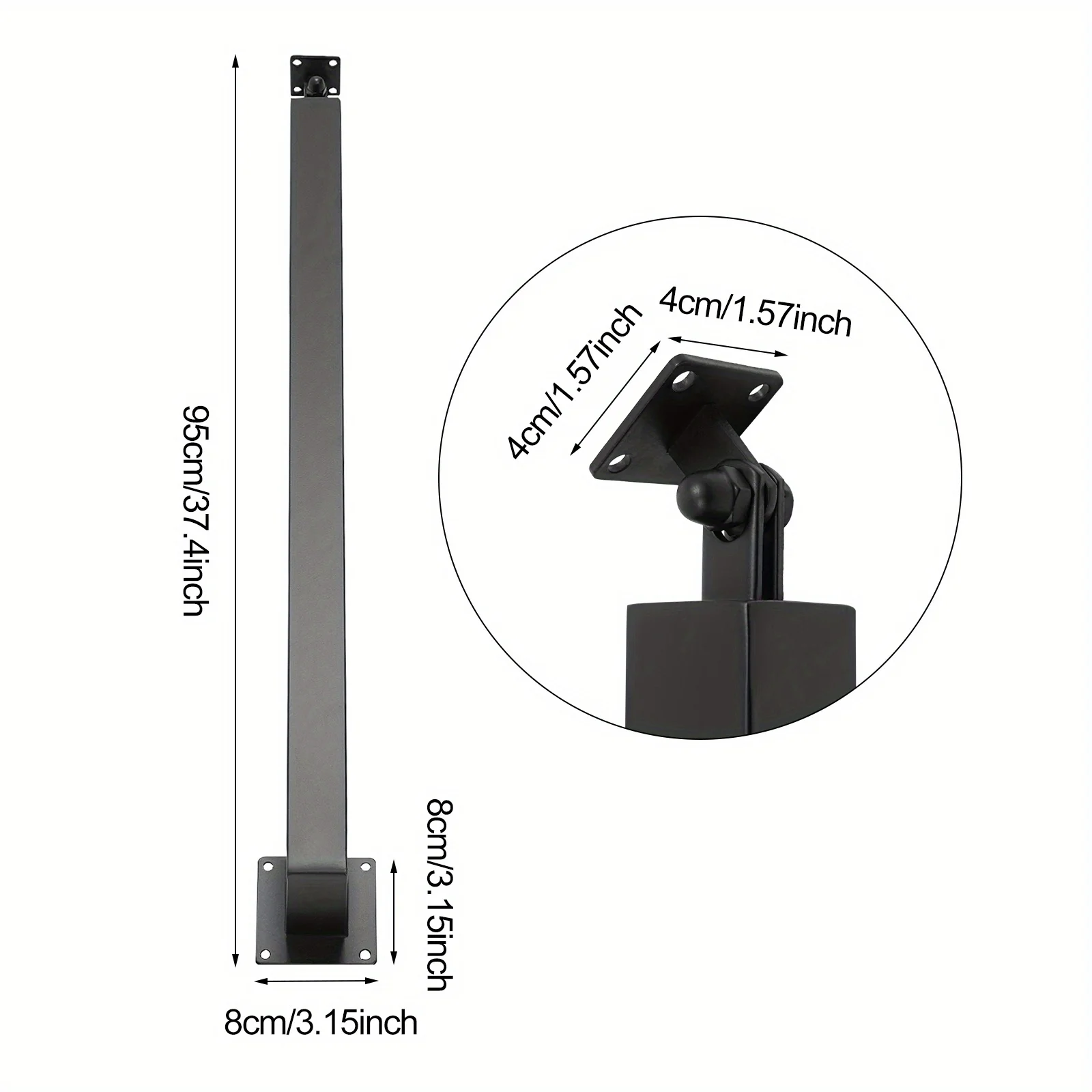 4 Pieces of 95cm Stair Railing Side Installation - Black, , , Suitable for Staircases, Villas, Entrances, Corridors, Attics