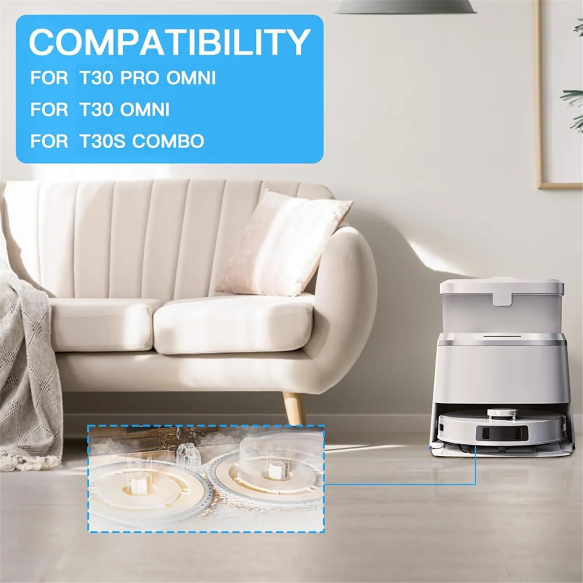 FNJK-kain pel dengan pegangan, suku cadang pengganti penyedot debu Robot Kombo untuk Ecovacs Deebot T30 Pro Omni/T30 Omni/T30S/T30S