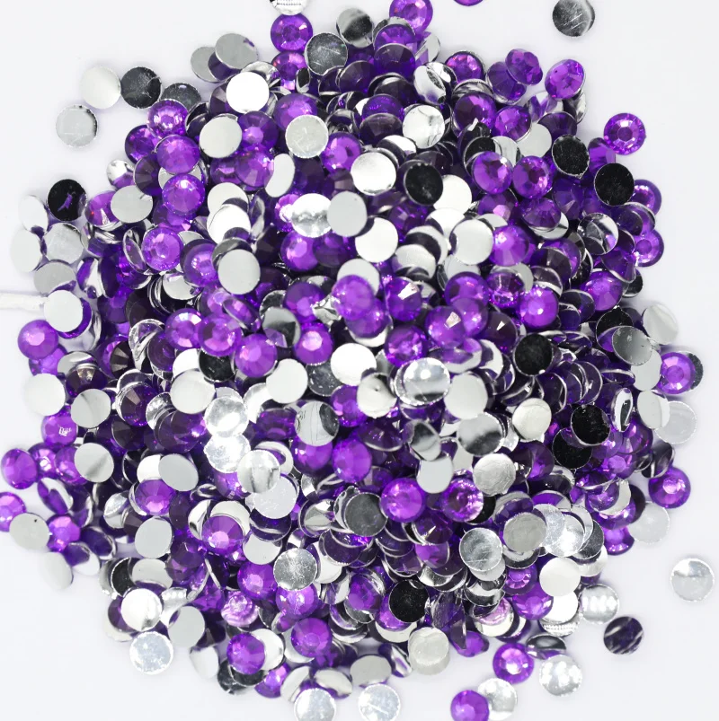 Amethyst Color 3,4,5,6mm Flatback стразы Resin Non hotfix Rhinestones in Bulk Package Plastic Nail Art Decoration for Garment