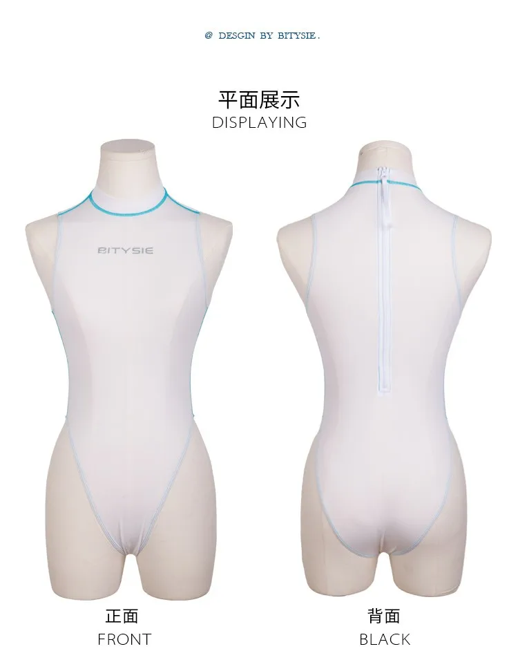 New Bitysie  No Sleeve One Piece Swimsuit Transparent In Water High Leg Cut Leotard See-Throug Sexual Women Spa Suit Skin Fabric