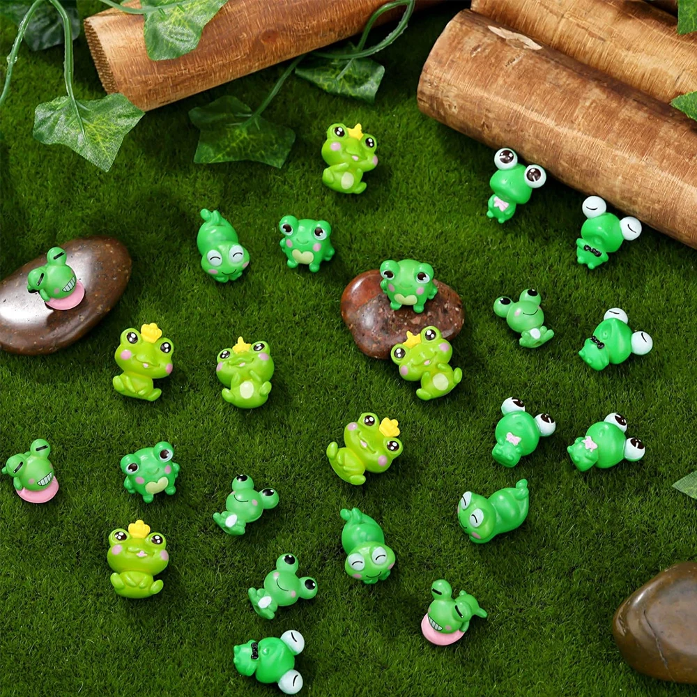 4/8pcs Mixed Cute Resin Frog Miniature, Mini Figurines for Fairy Garden Ornament, Micro Landscape DIY Craft Decoration