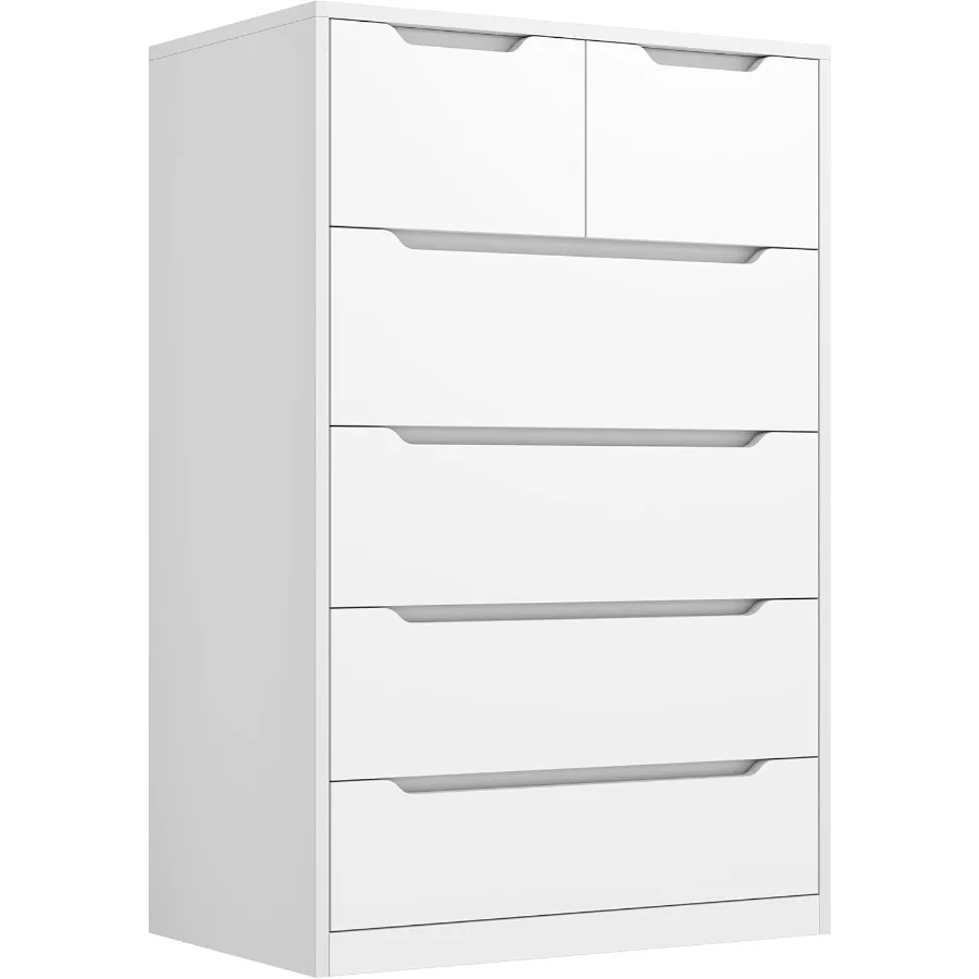 

6-Drawer Tall Dresser for Bedroom and Hallway Storage Solution with White Finish Offers Ample Space and Elegant Design Ideal fo
