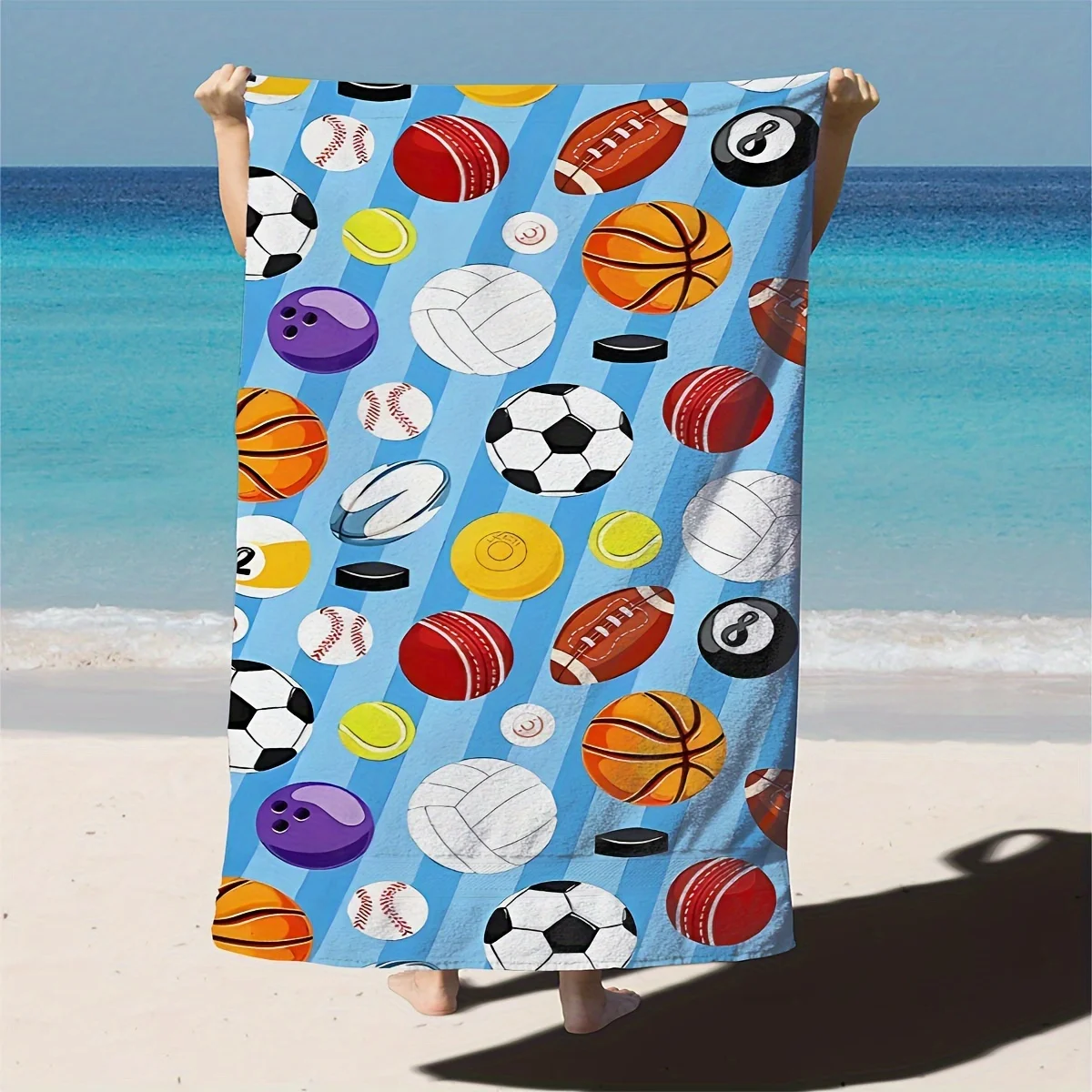 Ball Print Soft ComfortablBeach Towel  Sweat Absorbent  Quick Drying  Perfect For Outdoor Beach Travel Swimming Gym Yoga