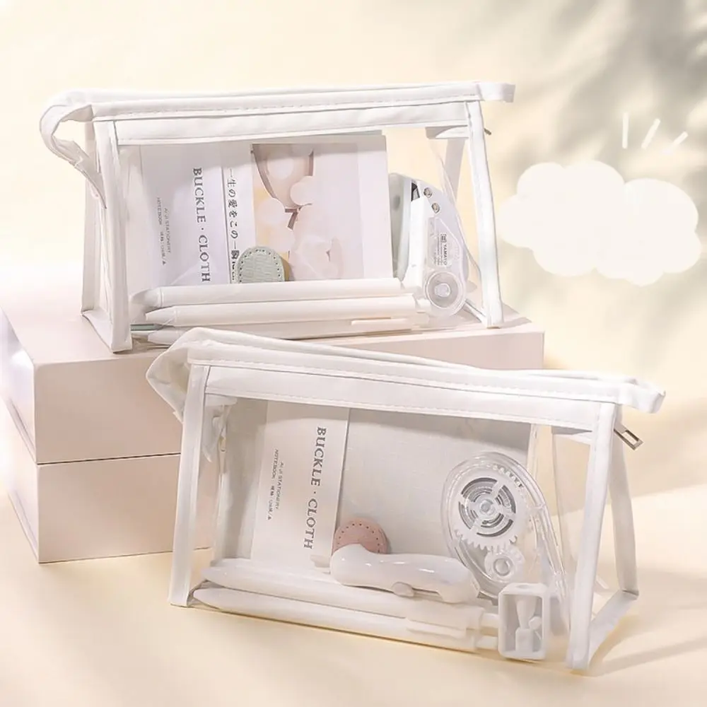 INS PVC Pen Bag Large Capacity Multifunctional Stationery Bag Transparent Makeup Bag Students