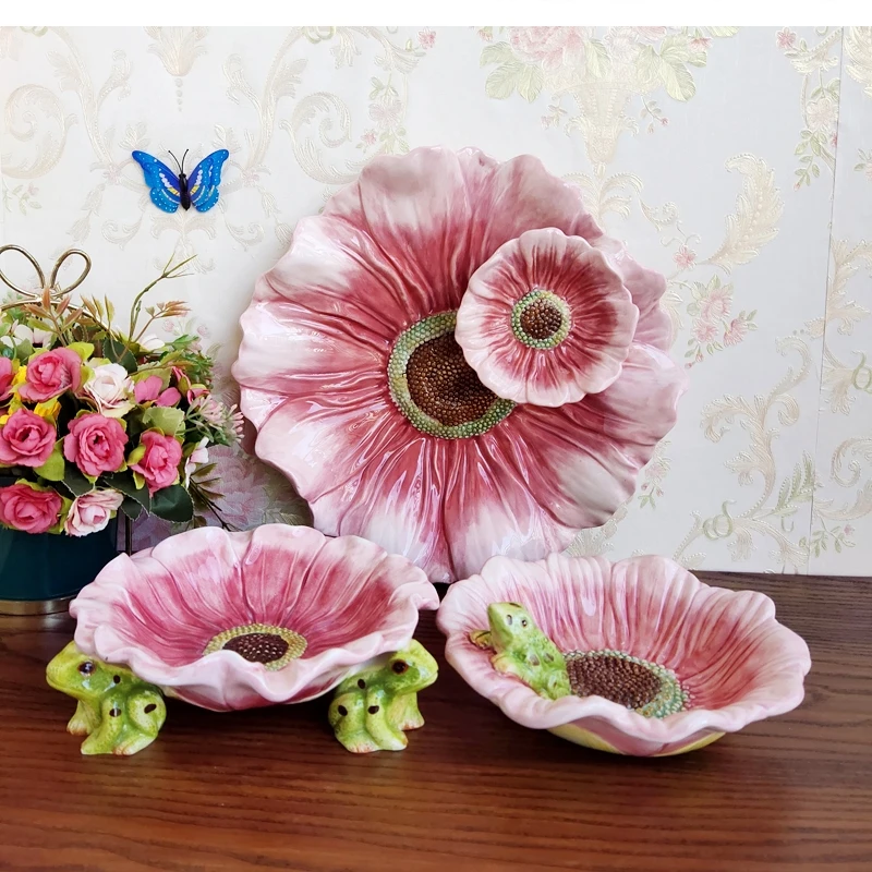 

hand-painted ceramic flowers dessert storage decoration