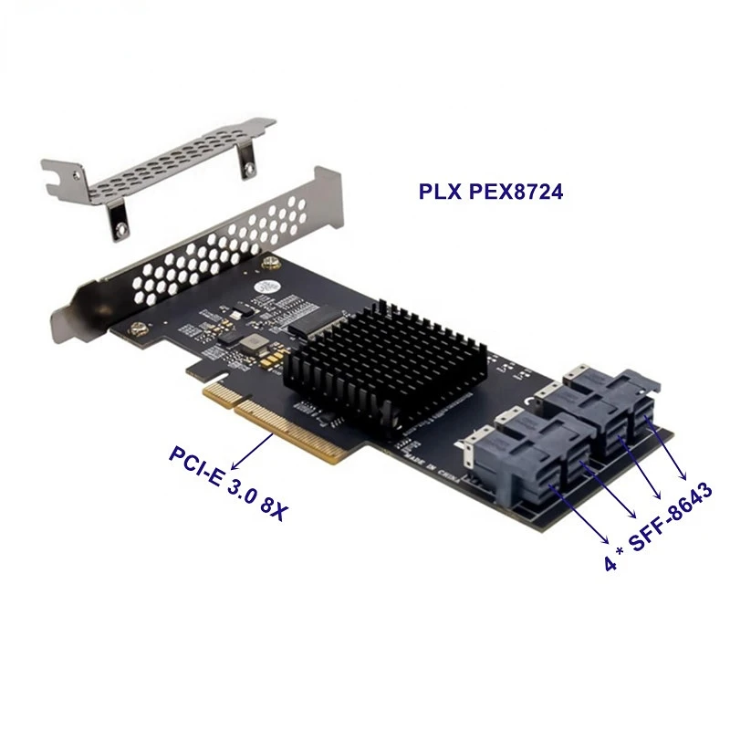 4 SFF-8643コネクタpci express X8 pci-e 3.0 8Xアダプタ拡張カードplx PEX8724ためサーバ · ストレージ · アクセサリー